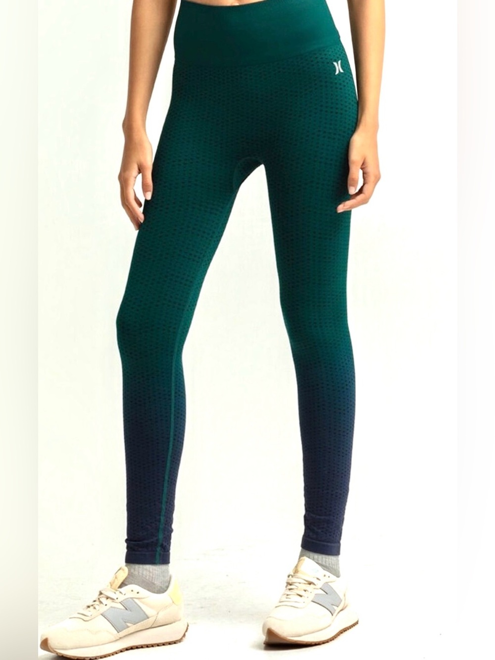 Hurley Teal to Navy Ombré Seamless Active Leggings Size M EUC